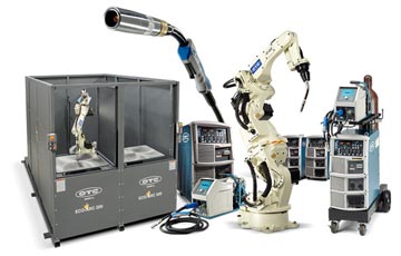 an assortment of OTC DAIHEN robotic welding equipment